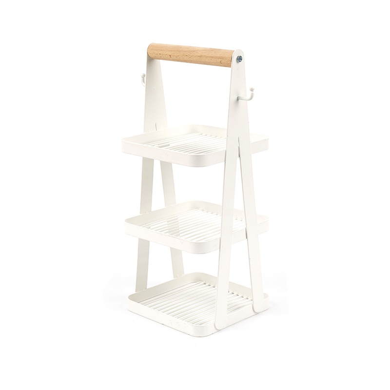 cos portabil de depozitare maner din lemn cu 3 straturi