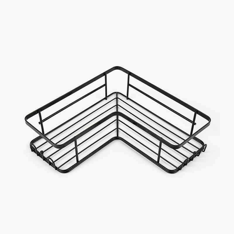 Cadru de duș cu colț negru, montat pe perete, din oțel inoxidabil