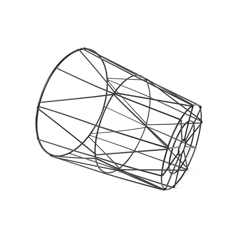Coș de gunoi negru rotund din plasă de sârmă pentru birou și dormitor