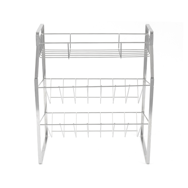 Suport pentru condimente negru cu 3 niveluri cu suport de perete pentru bucătărie