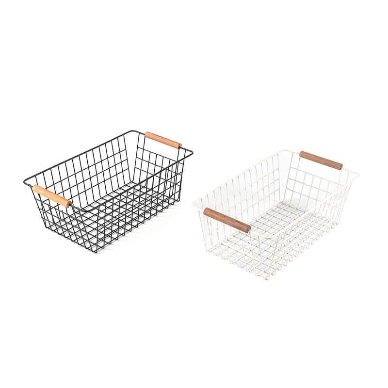 Coș De depozitare cu mâner din lemn