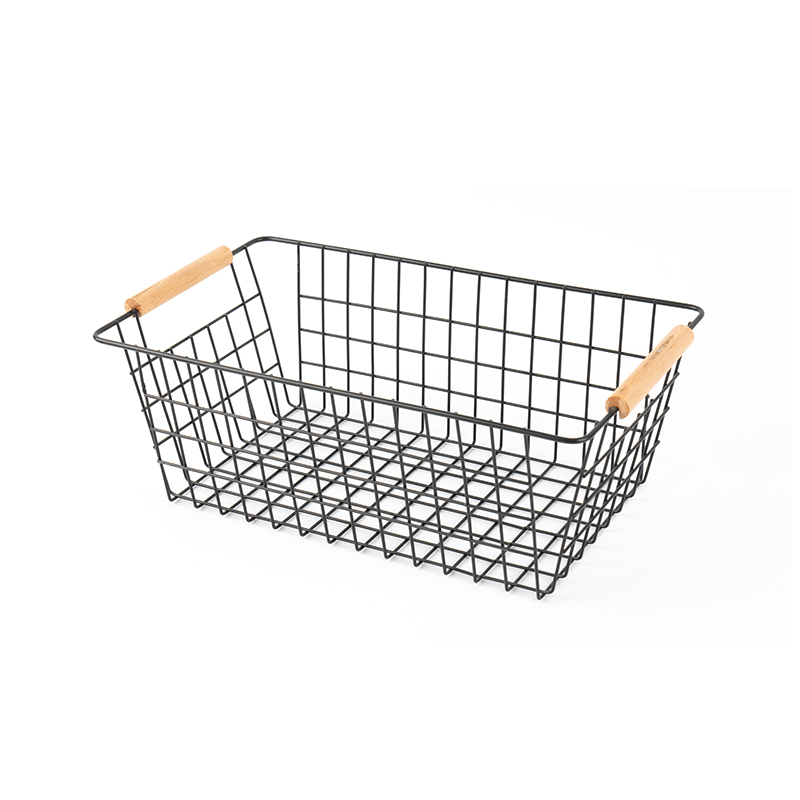 Coș De depozitare cu mâner din lemn