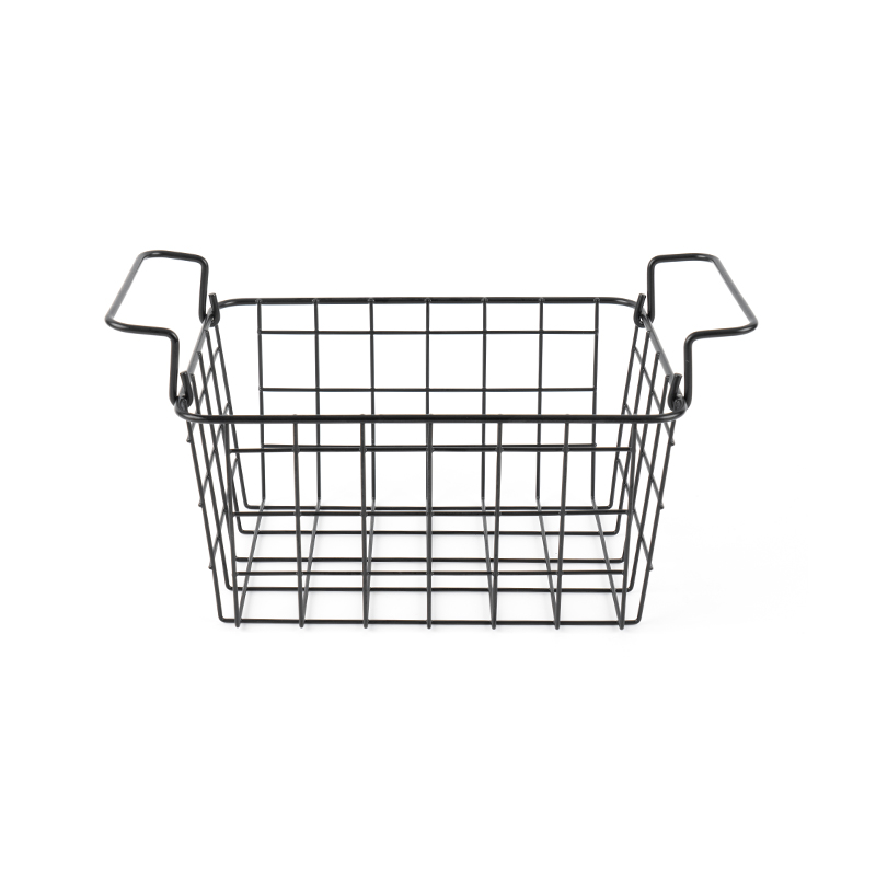 Coș de depozitare utilitar stivuibil din plasă de sârmă metalică, dreptunghi mare