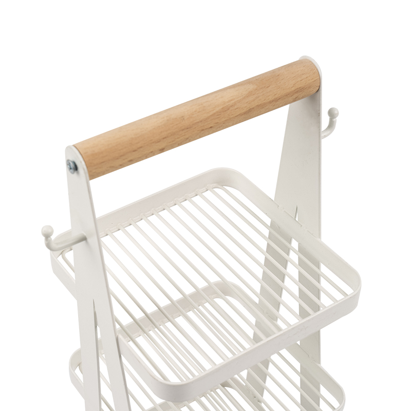 cos portabil de depozitare maner din lemn cu 3 straturi