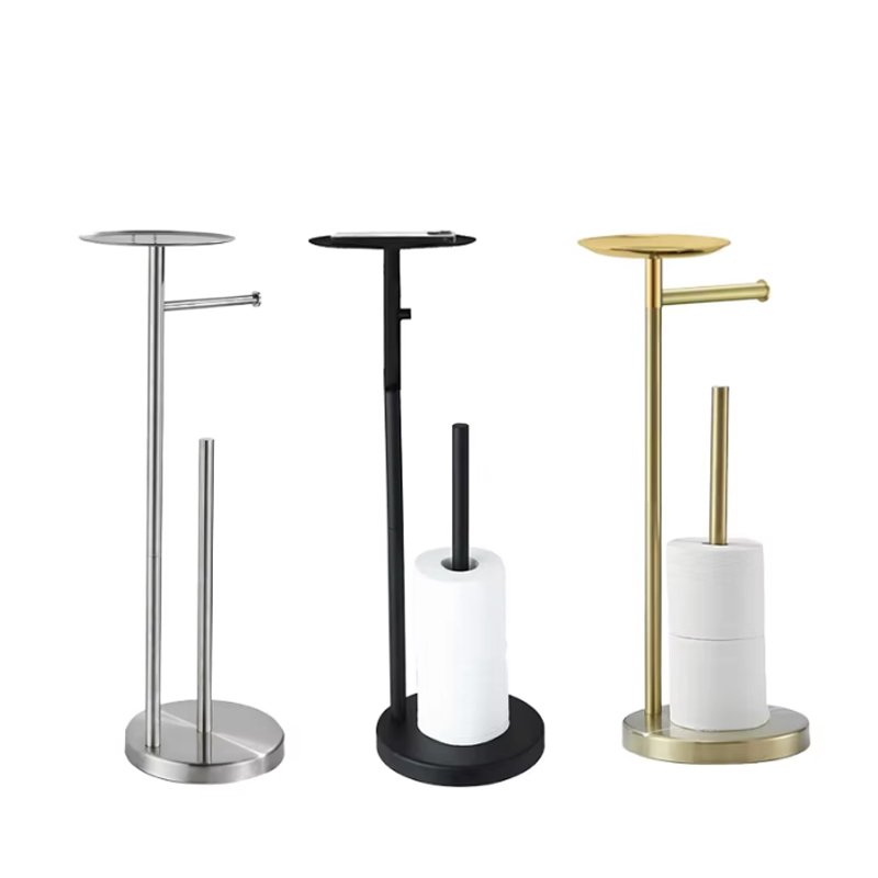 Suport pentru hârtie igienică de sine stătătoare cu raft de depozitare